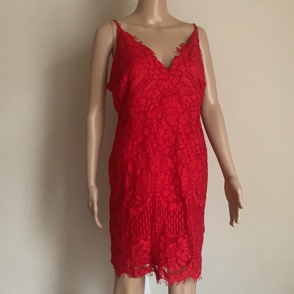 Red lace dress